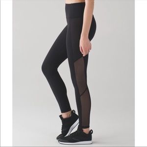 Lululemon Black Leggings Mesh Polka Dots Size 6